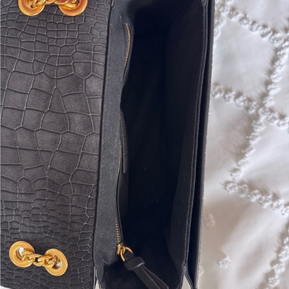 Brandon Blackwood Sophia Bag | Black Croc Embossed Suede w/Gold Hardware - Picture 4 of 4